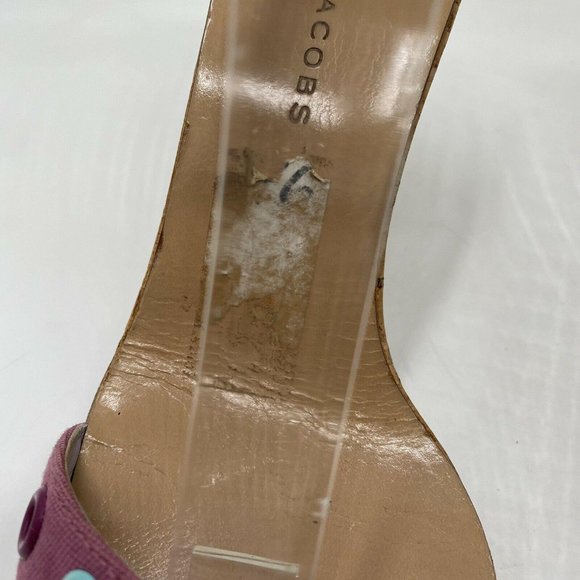 Marc Jacobs Pink Retro Cork Pumps Heels Grommet - Picture 3 of 12